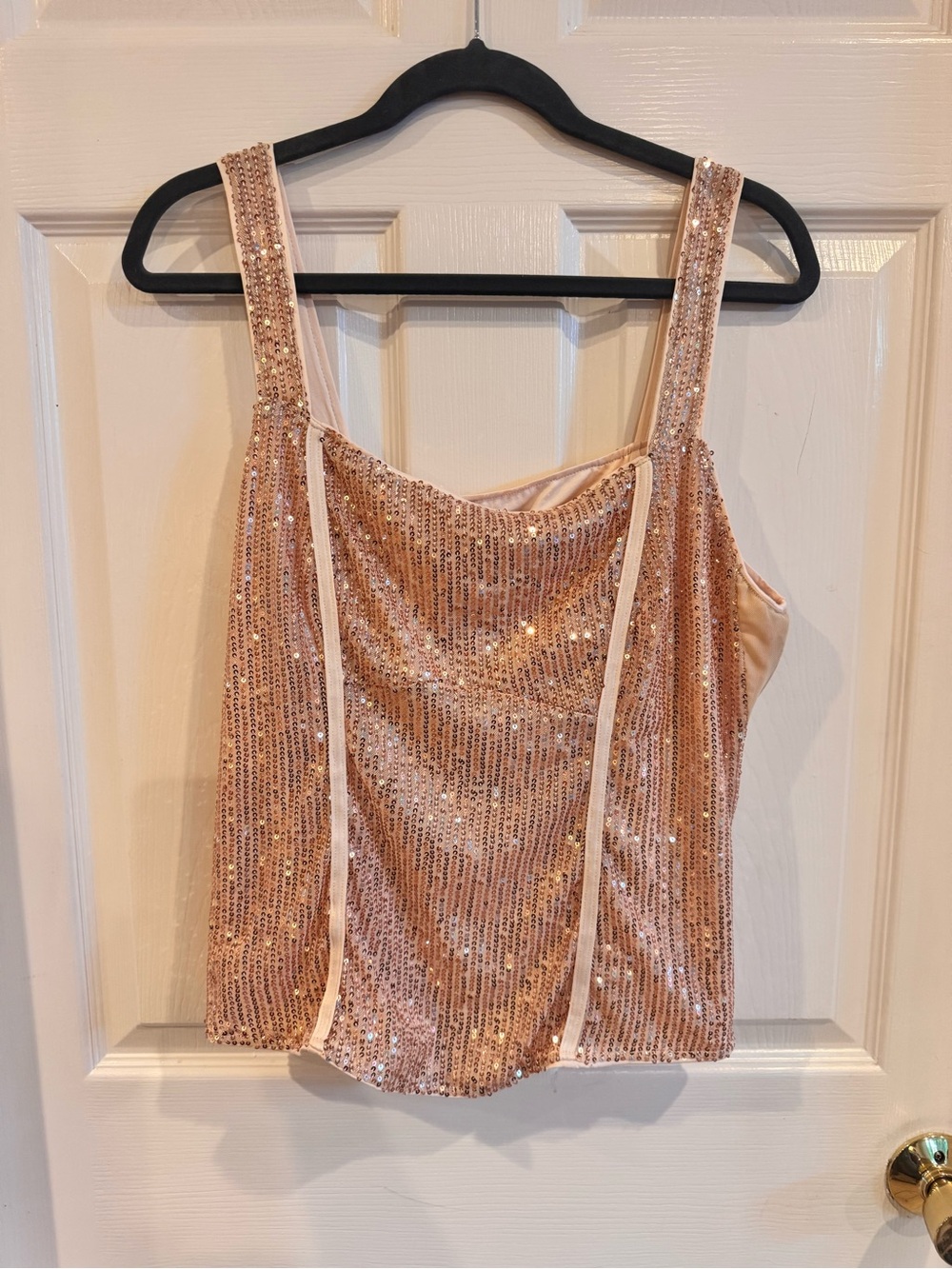 Grace Karin Rose Gold Sequin Camisole Tank